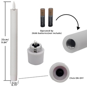 Home Decoration White Real Wax Wave Edge Battery Operated Electric Flickering Remote Control Led Flameless <strong>Taper</strong> <strong>Candles</strong> - Product Image 2