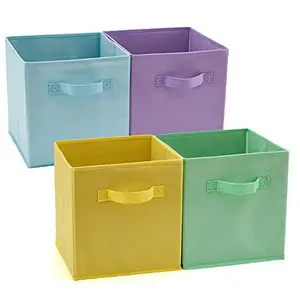 Home Office Foldable Non Woven Fabric kids toy folding cube organizer collapsible Storage Box with cardboard