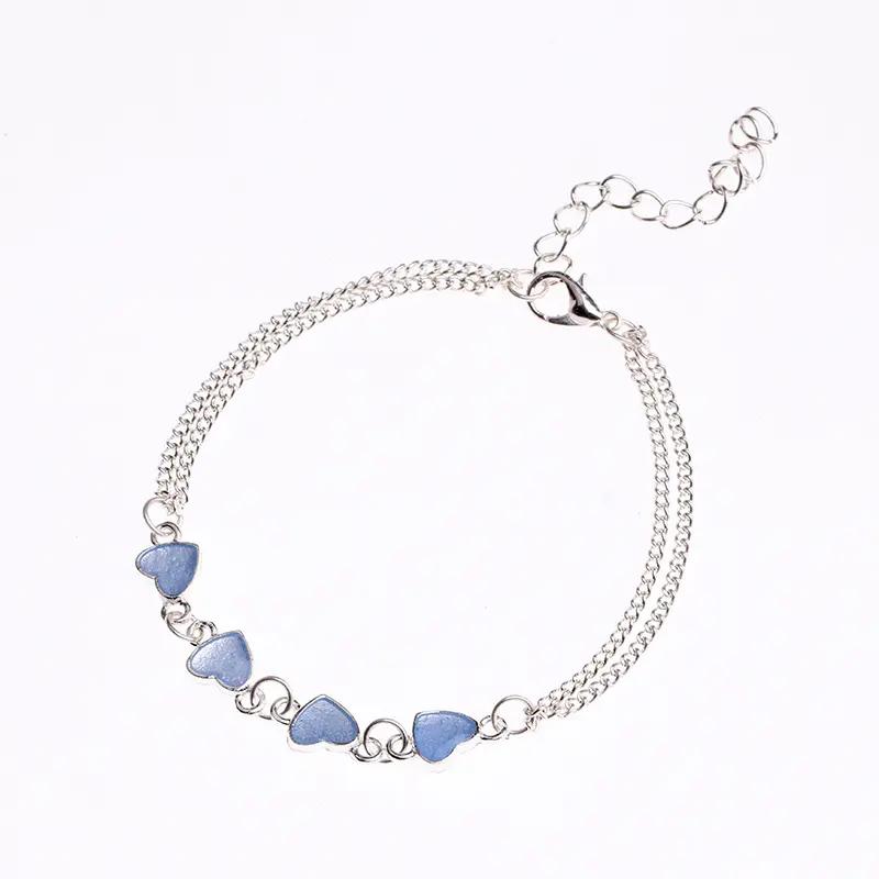 Hot selling fashion temperament peach heart-shaped luminous anklet beach holiday luminous love jewelry for women