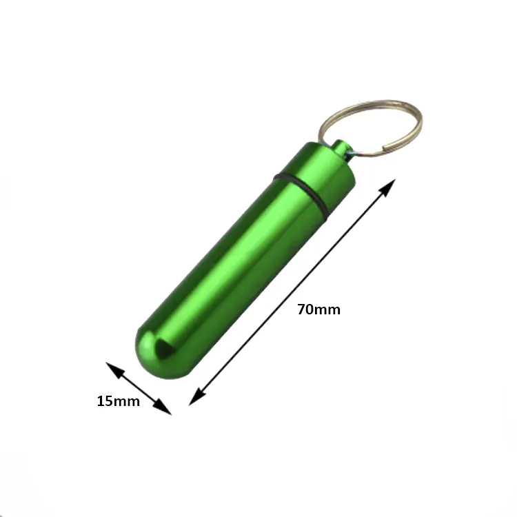 15*70mm impermeable de almacenamiento de aluminio píldora tubo de clave de la cadena