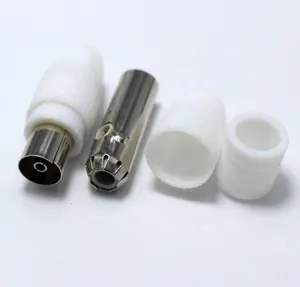 白色塑料9.5毫米电视IEC PAL母连接器插孔插头