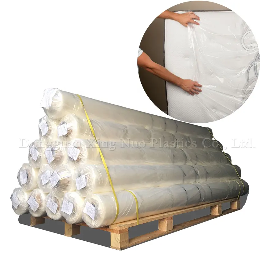 Geperforeerde Plastic Gusseted Past Pillow Top Matras Zakken Op Rol En Doos Lente Covers Matras Verpakking Film