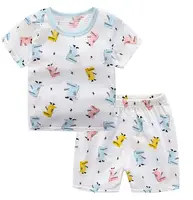 Milieuvriendelijke 100% Bamboevezel Super Zachte Baby Jongens Grafische Afdrukken T-shirt Pyjama Set
