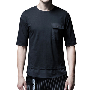 Nuevo diseño de gota hombro pecho bolsillo tela tejida de Nylon bajo Panel de <span class=keywords><strong>moda</strong></span> de los hombres de la vida urbana camiseta - Product Image 1