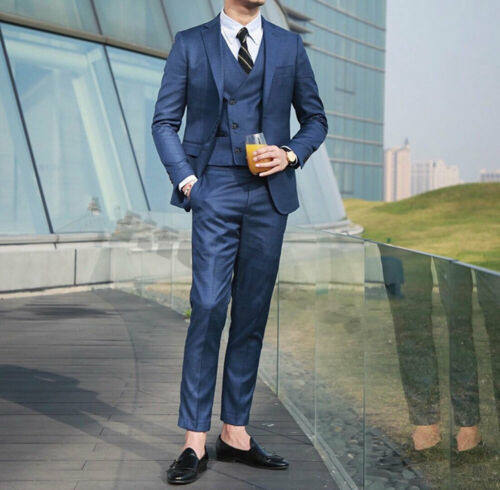 Formal Stock Men's Business Slim Fit Blue Coat Pant Men Suit WF162