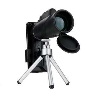 Lensa HD Mini Perbesaran 40X60, Teleskop Monokular dengan Tripod Klip Telepon, Teropong Genggam untuk Luar Ruangan, Berburu, Berkemah