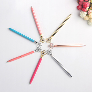 Thiết kế độc đáo Kawaii Dễ Thương Bốn lá Clover Head Kim Loại Logo đầy màu sắc Bling đá kết thúc may mắn văn phòng phẩm cho các trường học thử nghiệm - Product Image 5