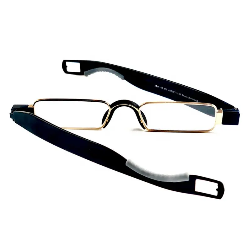 Óculos de leitura ajustável girar aço inoxidável, requintado no bolso com bolsa de couro