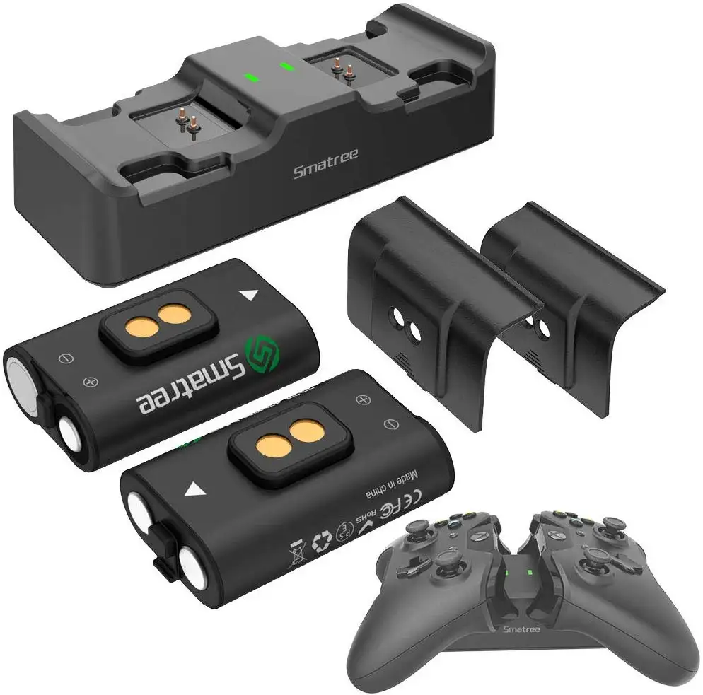 Xbox אחד Smatree מותג נטענת USB סוללה מטען מחזיק תחנה עבור Xbox אחת בקר + 2pcs סוללות-שחור