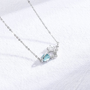 Collar de planeta con Colgante de Piedra de cobre para mujer, accesorios de llaves chapadas en plata