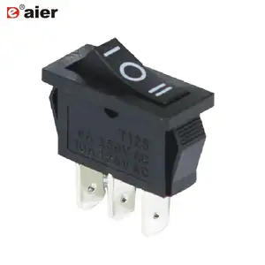 Preto spdt ligar para fora 3 pinos 10a t125 mini interruptor de rocker kcd1