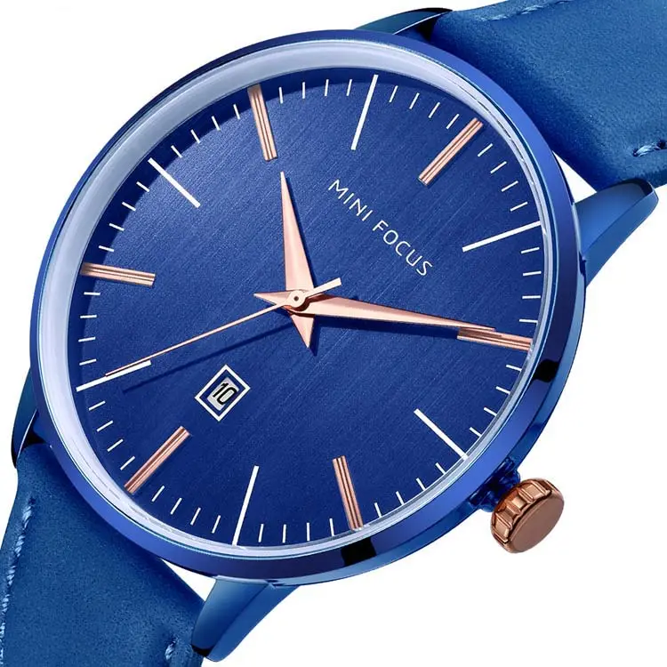 새로운 미니 포커스 캐주얼 스포츠 데일리 손목 시계 패션 브랜드 남성 시계 가죽 스트랩 시계