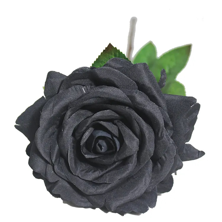 27 ''ブラックローズスプレー卸売価格花シルクバラ造花結婚式のための大きなバラの配置