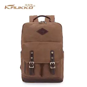 Canvas and Leather Rucksack Laptop Backpack Satchel Bag Knapsack School bag