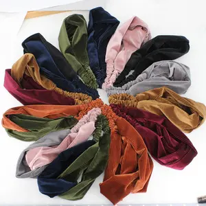 Wholesale 2019 Fashion Women Hairband Hair Accessories Fabric Solid Color Knot Twisted Velvet Headband