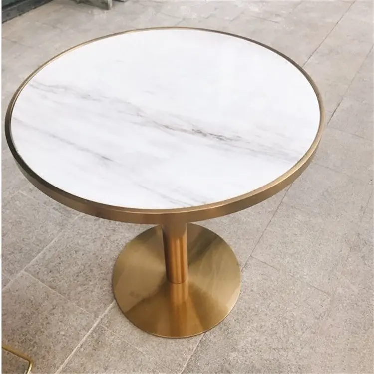 현대 디자인 호텔 클럽 카페를 위한 둥근 금 스테인리스 대리석 최고 작은 술집 테이블 커피용 탁자