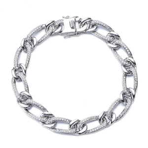 Vente en gros de chaînes en argent sterling 925 chaîne cubaine Hip Hop pour hommes bijoux fins pour hommes chaîne lien <span class=keywords><strong>gourmette</strong></span> Bracelet - Product Image 1