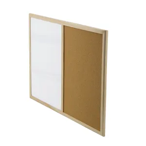 Combination Magnetic White Cork Memo Board Writing White Board With Wooden Frame