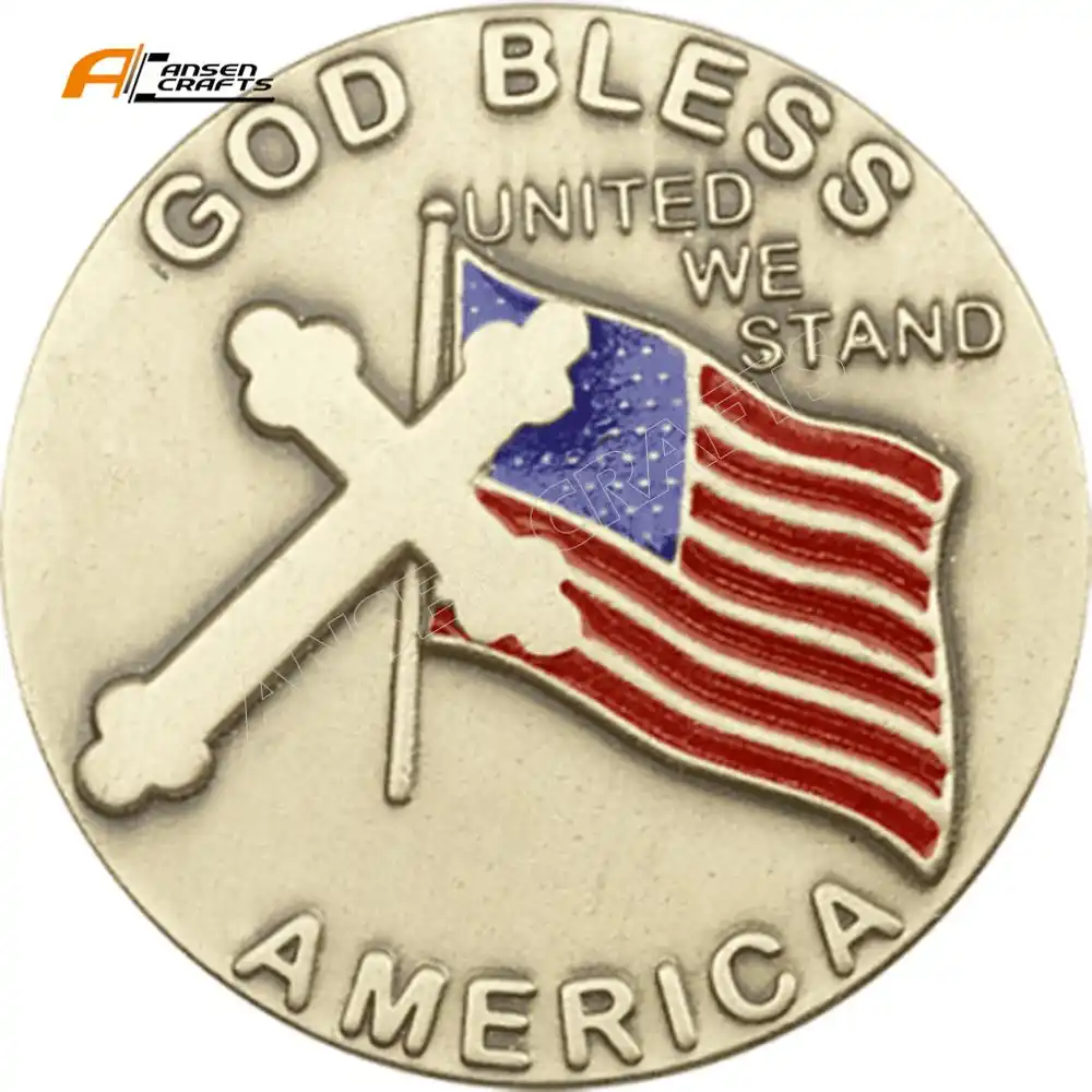 China Manufacturer Gold Silver Jesus Time Ancient Jesus Cross widow's mite coin with American Flag