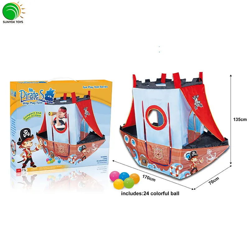 Barco Pirata para niños, casa de juegos interior y exterior, juego de tienda de juegos de pelotas, gran oferta