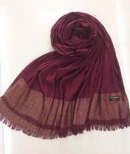 Hi-q (yüksek kalite) islam kravat boya başörtüsü wrap yumuşak viskon bayan şerit lurex tartan ekose pırıltılı eşarp başörtüsü