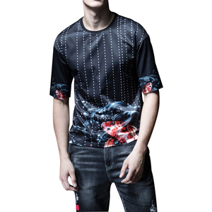 2019 nuevo diseño de cuello redondo en blanco de vuelta suerte <span class=keywords><strong>Koi</strong></span> peces impresos sublimación Camiseta para los hombres - Product Image 6