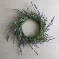 2019 Desain Baru Buatan Bunga Wreath 23 Inci Lavender Ranting Dasar Karangan Bunga