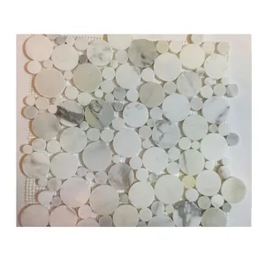 round mosaic tile,Calacatte gold marble tile