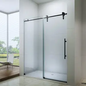 Porte de douche en verre avec cadre en acier inoxydable 304, type coulissant, installation facile, pièces pour la maison, porte de douche