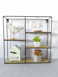 Étagère <span class=keywords><strong>murale</strong></span> en <span class=keywords><strong>bois</strong></span>, rectangulaire, en métal, pour salon, 1x5 treillis - Product Image 3