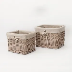 Custom Made Products Liners Small Rectangular Willow Wicker Food Fruit Storage Gift Box Baskets Without Handles