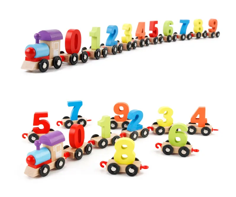 Обучающие Детские деревянные цифры и набор цифровых игрушечных поездов для детей