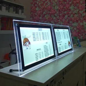 Chinese factory acrylic led light menu holder for advertising on countertop