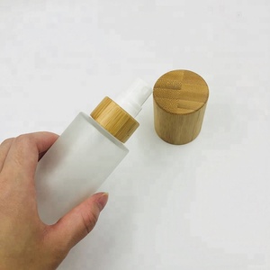 Grado Superior <span class=keywords><strong>mate</strong></span> botella de <span class=keywords><strong>aerosol</strong></span> de vidrio con tapa de bambú/helado botella del rociador de la bomba embalaje - Product Image 5