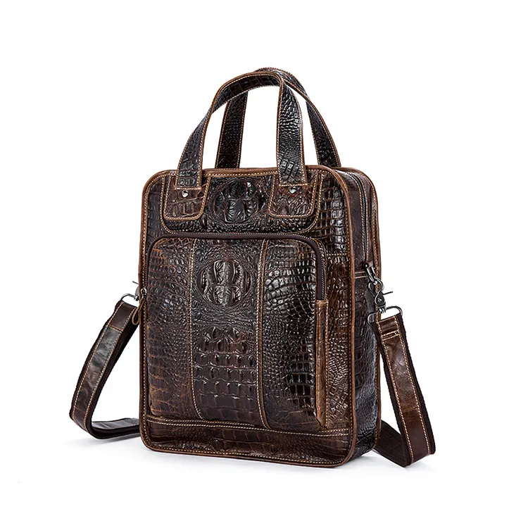 Образец доступны Роскошные кофе сумка мужчины Крокодил шаблон кожаные сумочки Сделано в Индии продажи
