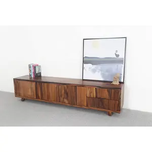 Table de TV intelligente en bois de noyer massif, présentoir moderne de luxe, décoration de maison, de salon, pour téléviseur LED