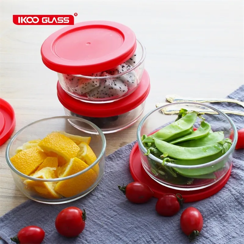 Heat resistant glass box meal prep container oven safe glass bowl glass food container with simple lid