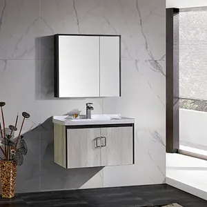 Armoire de petite salle de bain pour famille, toilette contemporaine et construite pour laver la scène du gargarisme