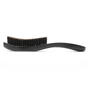 Oneup — brosse manche en bois, pour hommes, étiquette privée, pure poils de sanglier, brosse ondulée courbée 360
