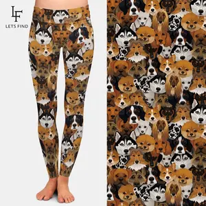 Leggings de cintura alta, calças de yoga personalizadas, estampadas com bolinhas 230gsm, lado duplo, leite escovado, seda, macias