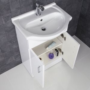 <span class=keywords><strong>Mobile</strong></span> <span class=keywords><strong>Bagno</strong></span> Bianco Lucido Autoportante 550mm con <span class=keywords><strong>Lavabo</strong></span>, Bestseller Arredo Casa Mobili <span class=keywords><strong>Bagno</strong></span> con Lavandino - Product Image 4