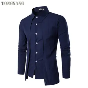 TONGYANG Chemises pour hommes Chemise décontractée à manches longues Chemise Homme Robe d'arrivée solide Chemises pour hommes de haute qualité XXL