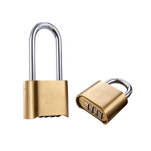AJF निविड़ अंधकार <span class=keywords><strong>Rustproof</strong></span> आउटडोर ताला हथकड़ी नीचे पासवर्ड ताला दरवाजा गोदाम चैम्बर ताला लंबे समय हथकड़ी पीतल दरवाजा 4 बिट - Product Image 1