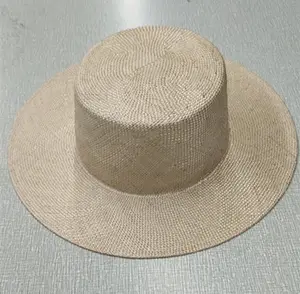 Custom High Quality White Sisal Natural Straw Boater Hat