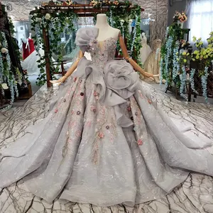 Htl409 vestido longo de festa, estilo especial de luxo, feito à mão, com estampa de flores, plissado, de renda, para noite 100%