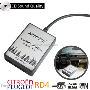 Apps2Car adaptador de audio del coche aux USB SD MP3 interfaz para Peugeot 207 307 + CC Citroen Rd4