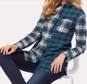Wholesale Newly Factory Manufacturer <strong>Women</strong> Plaid <strong>Shirts</strong> Two Tone Color <strong>Flannel</strong> <strong>Shirt</strong> <strong>Shirt</strong> / Blouse for <strong>Women</strong> Custom Designs - Product Image 2