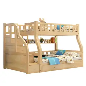 Wooden Children Bunk Bed School Dormitory Bed Antique Bed With Wardrobe Ladder Cabinet