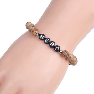 Cuentas de Lava naturales de 8mm, difusor curativo, pulsera de energía con letras en inglés de héroes - Product Image 2