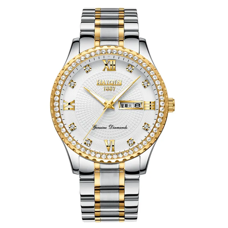 Haiqin Men Fashion Diamond Quartz Watches Top Brand Luxury Waterproof Wrist Watch Unisex Lady Sport Watches Relogio Feminino